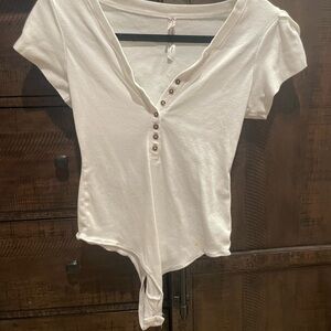 Intimately by Free People White Button-Front Bodysuit